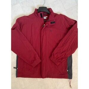 Nike Men's Jacket Windbreaker Size Large Red Drawstring Waist Zipped Pockets